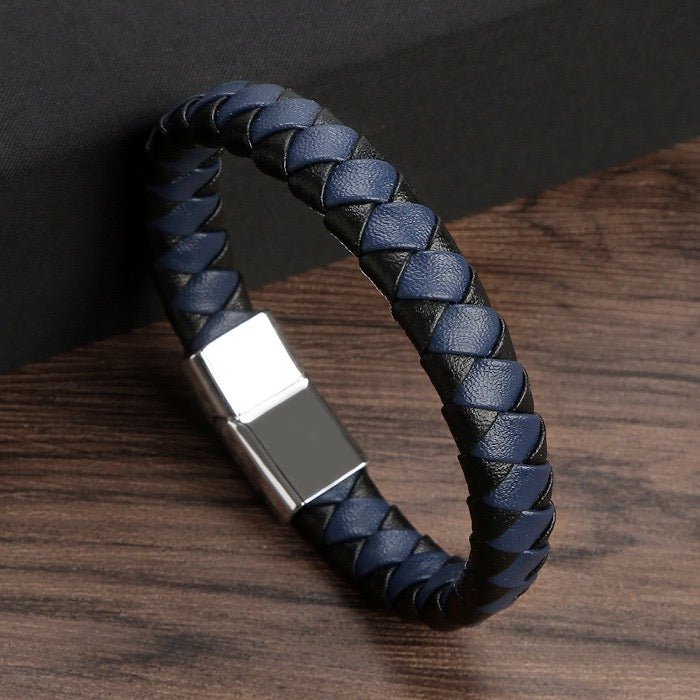 Stijlvolle leerachtige (Vegan) gevlochten herenarmband