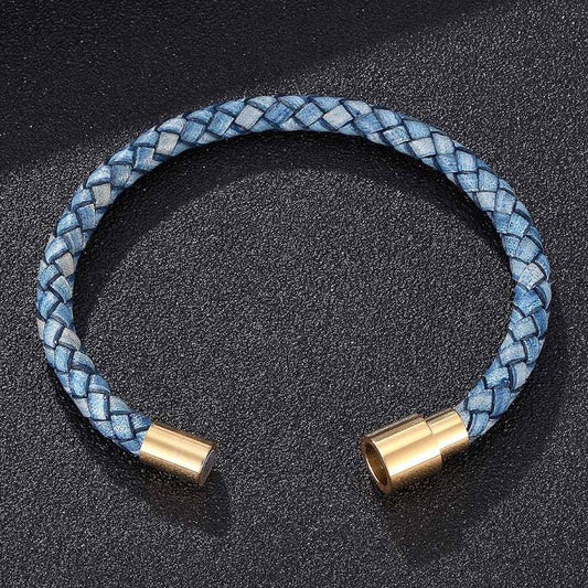 Deze chique echt leren band maakt je presentatie af -  herenarmband - gouden gesp